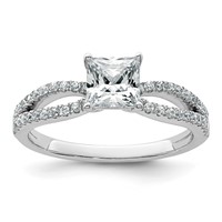14K White Gold 1.25 Carat Lab Grown Diamond VS+ F+ Princess Complete Engagement Ring view 1