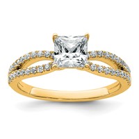 14K Yellow Gold 1.25 Carat Lab Grown Diamond VS+ F+ Princess Complete Engagement Ring view 1