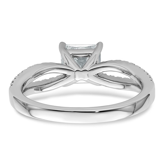 14k White Gold 1 1/2 carat Lab Grown Diamond VS+ F+ Princess Complete Engagement Ring