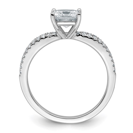14k White Gold 1 1/2 carat Certified Lab Grown Diamond VS+ F+ Princess Complete Engagement Ring