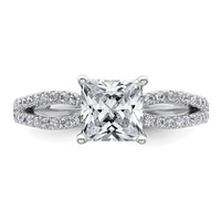 14K White Gold 1.75 Carat Lab Grown Diamond VS+ F+ Princess Complete Engagement Ring view 4