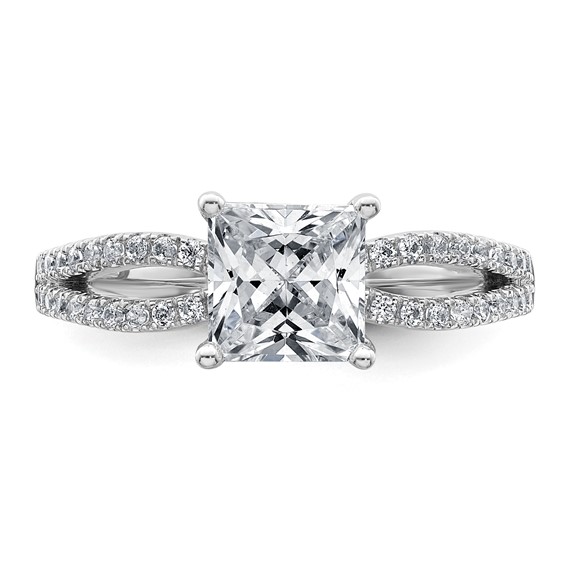 14k White Gold 1 3/4 carat Lab Grown Diamond VS+ F+ Princess Complete Engagement Ring
