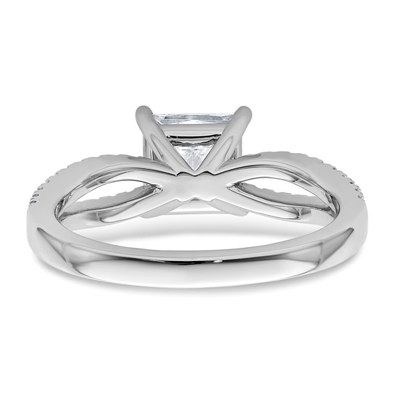 14k White Gold 1 3/4 carat Lab Grown Diamond VS+ F+ Princess Complete Engagement Ring