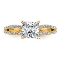 14K Yellow Gold 1.75 Carat Lab Grown Diamond VS+ F+ Princess Complete Engagement Ring view 4