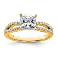 14K Yellow Gold 1.75 Carat Lab Grown Diamond VS+ F+ Princess Complete Engagement Ring view 1