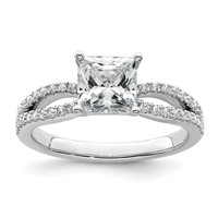14K White Gold 1.75 Carat Certified Lab Grown Diamond VS+ F+ Princess Complete Engagement Ring view 1