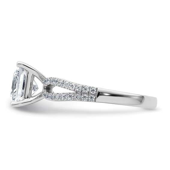 14k White Gold 2 carat Lab Grown Diamond VS+ F+ Princess Complete Engagement Ring