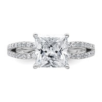 14K White Gold 0.25 Carat Lab Grown Diamond VS+ F+ Princess Semi-mount Engagement Ring view 4
