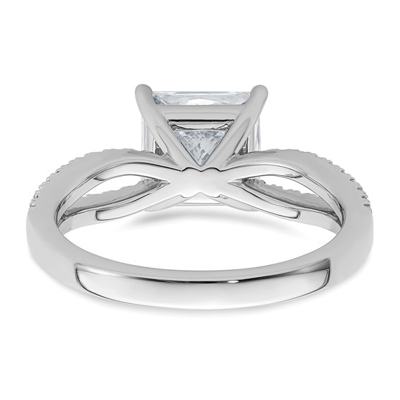 14k White Gold 2 carat Lab Grown Diamond VS+ F+ Princess Complete Engagement Ring