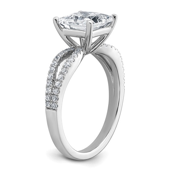 14k White Gold 2 carat Lab Grown Diamond VS+ F+ Princess Complete Engagement Ring