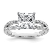 14K White Gold 0.25 Carat Lab Grown Diamond VS+ F+ Princess Semi-mount Engagement Ring view 1