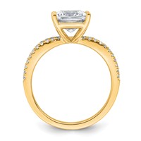 14K Yellow Gold 0.25 Carat Lab Grown Diamond VS+ F+ Princess Semi-mount Engagement Ring view 2