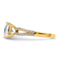 14K Yellow Gold 0.25 Carat Lab Grown Diamond VS+ F+ Princess Semi-mount Engagement Ring view 3