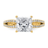 14K Yellow Gold 0.25 Carat Lab Grown Diamond VS+ F+ Princess Semi-mount Engagement Ring view 4