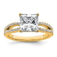 14K Yellow Gold 0.25 Carat Lab Grown Diamond VS+ F+ Princess Semi-mount Engagement Ring view 1