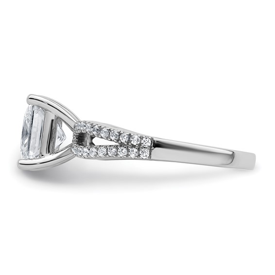 14k White Gold 2 1/4 carat Lab Grown Diamond VS+ F+ Princess Complete Engagement Ring