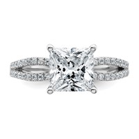 14K White Gold 2.25 Carat Lab Grown Diamond VS+ F+ Princess Complete Engagement Ring view 4