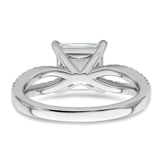 14k White Gold 2 1/4 carat Lab Grown Diamond VS+ F+ Princess Complete Engagement Ring