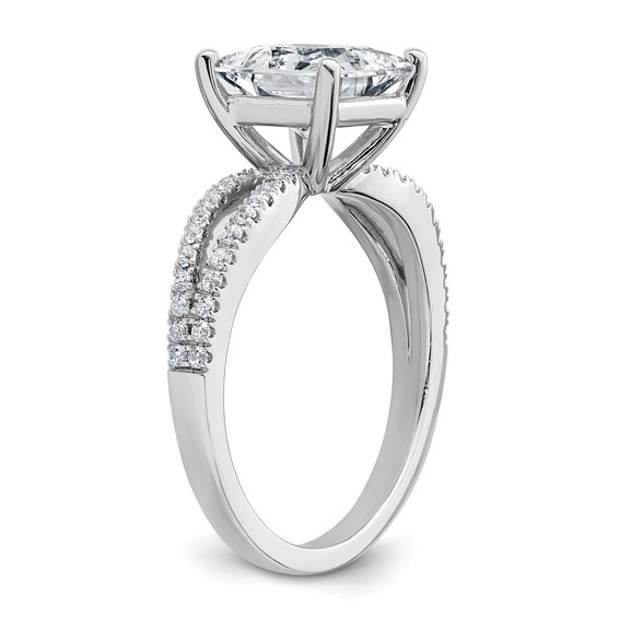 14k White Gold 2 1/4 carat Lab Grown Diamond VS+ F+ Princess Complete Engagement Ring