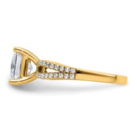 14K Yellow Gold 0.25 Carat Lab Grown Diamond VS+ F+ Princess Semi-mount Engagement Ring view 3