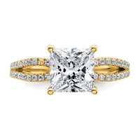 14K Yellow Gold 0.25 Carat Lab Grown Diamond VS+ F+ Princess Semi-mount Engagement Ring view 4