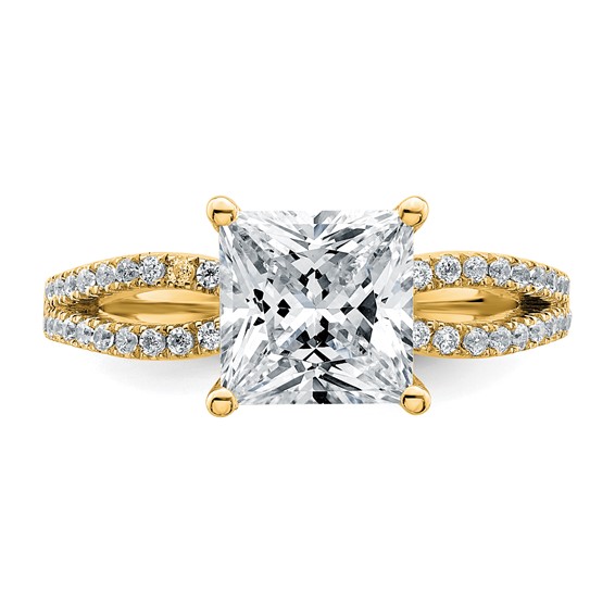 14k 2 1/4 carat Lab Grown Diamond VS+ F+ Princess Complete Engagement Ring