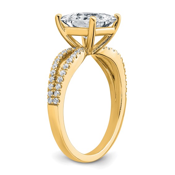 14k 2 1/4 carat Lab Grown Diamond VS+ F+ Princess Complete Engagement Ring