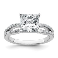 14K White Gold 2.25 Carat Certified Lab Grown Diamond VS+ F+ Princess Complete Engagement Ring view 1