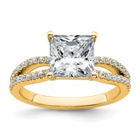 14K Yellow Gold 2.25 Carat Certified Lab Grown Diamond VS+ F+ Princess Complete Engagement Ring view 1