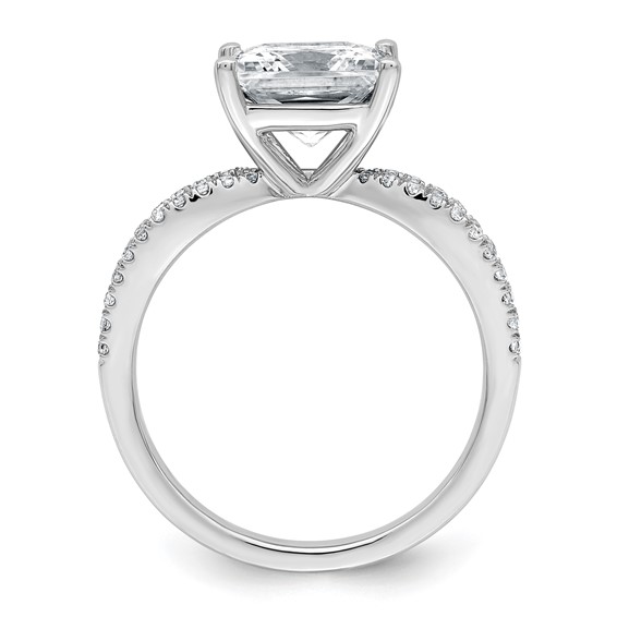 14k White Gold 2 1/2 carat Lab Grown Diamond VS+ F+ Princess Complete Engagement Ring