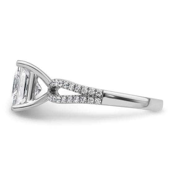 14k White Gold 2 1/2 carat Lab Grown Diamond VS+ F+ Princess Complete Engagement Ring