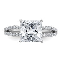14K White Gold 2.50 Carat Lab Grown Diamond VS+ F+ Princess Complete Engagement Ring view 4