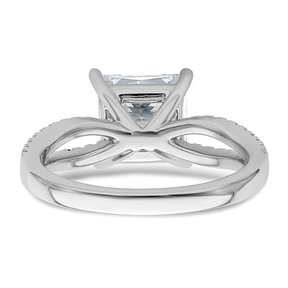 14k White Gold 2 1/2 carat Lab Grown Diamond VS+ F+ Princess Complete Engagement Ring