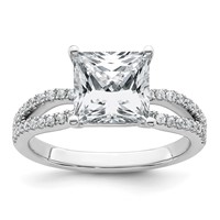 14K White Gold 2.50 Carat Lab Grown Diamond VS+ F+ Princess Complete Engagement Ring view 1