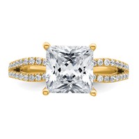 14K Yellow Gold 2.50 Carat Lab Grown Diamond VS+ F+ Princess Complete Engagement Ring view 4