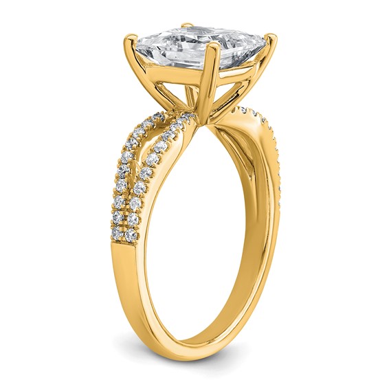 14k 2 1/2 carat Lab Grown Diamond VS+ F+ Princess Complete Engagement Ring