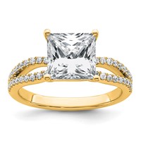 14K Yellow Gold 2.50 Carat Lab Grown Diamond VS+ F+ Princess Complete Engagement Ring view 1