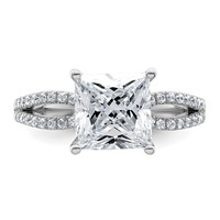 14K White Gold 2.75 Carat Lab Grown Diamond VS+ F+ Princess Complete Engagement Ring view 4