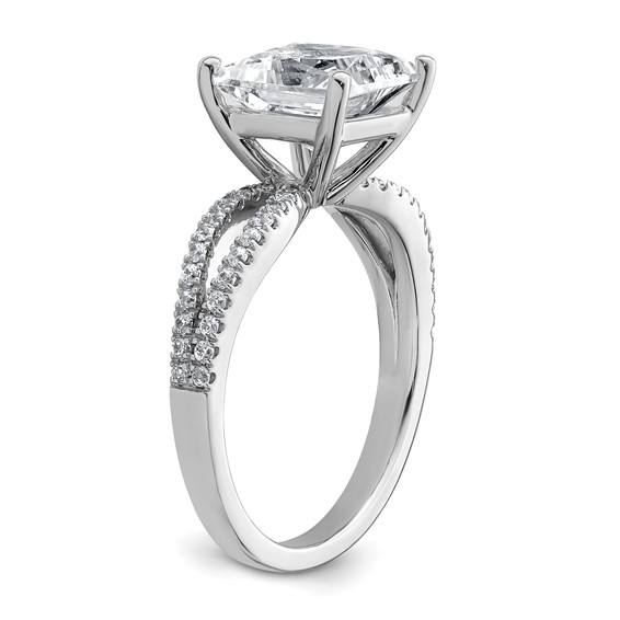 14k White Gold 2 3/4 carat Lab Grown Diamond VS+ F+ Princess Complete Engagement Ring