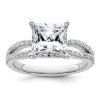 14K White Gold 2.75 Carat Lab Grown Diamond VS+ F+ Princess Complete Engagement Ring view 1