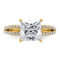 14K Yellow Gold 2.75 Carat Lab Grown Diamond VS+ F+ Princess Complete Engagement Ring view 4