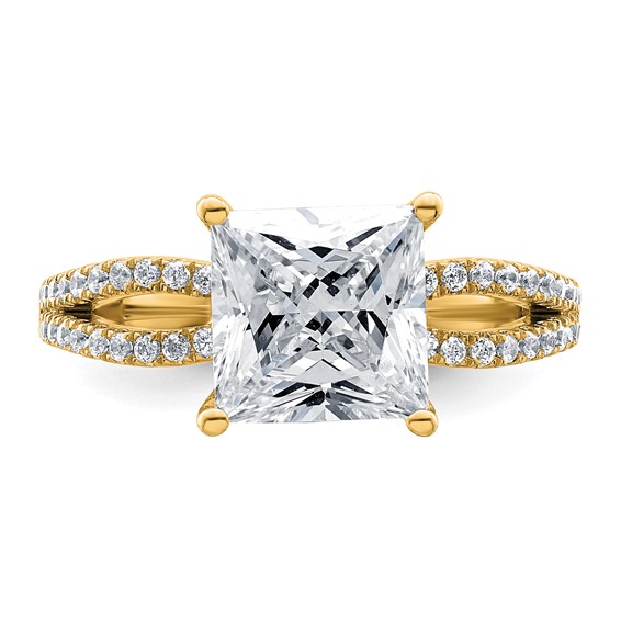 14k 2 3/4 carat Lab Grown Diamond VS+ F+ Princess Complete Engagement Ring