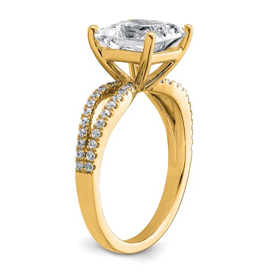 14k 2 3/4 carat Lab Grown Diamond VS+ F+ Princess Complete Engagement Ring