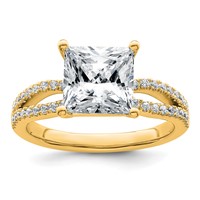 14K Yellow Gold 2.75 Carat Lab Grown Diamond VS+ F+ Princess Complete Engagement Ring view 1