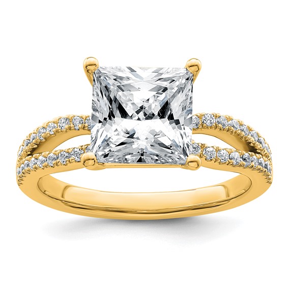 14k 2 3/4 carat Certified Lab Grown Diamond VS+ F+ Princess Complete Engagement Ring