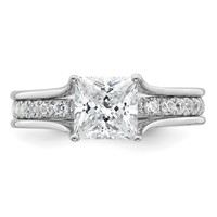 14K White Gold 1.88 Carat Lab Grown Diamond VS+ F+ Princess Complete Engagement Ring view 4