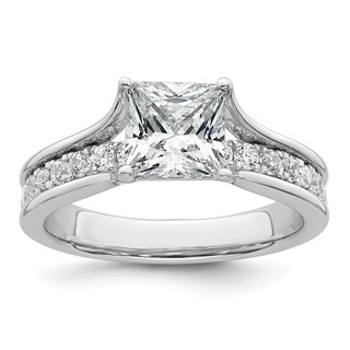 14k White Gold 1 7/8 carat Lab Grown Diamond VS+ F+ Princess Complete Engagement Ring