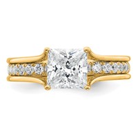14K Yellow Gold 1.88 Carat Certified Lab Grown Diamond VS+ F+ Princess Complete Engagement Ring view 4