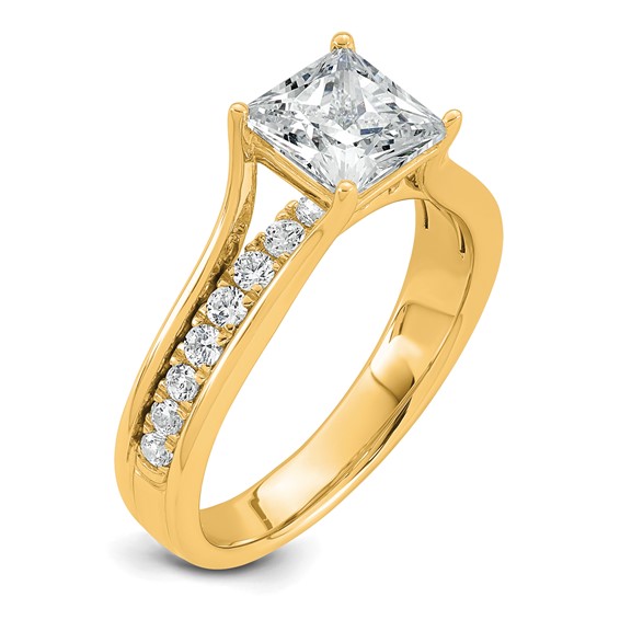 14k 1 7/8 carat Certified Lab Grown Diamond VS+ F+ Princess Complete Engagement Ring