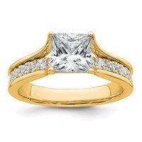 14K Yellow Gold 1.88 Carat Certified Lab Grown Diamond VS+ F+ Princess Complete Engagement Ring view 1